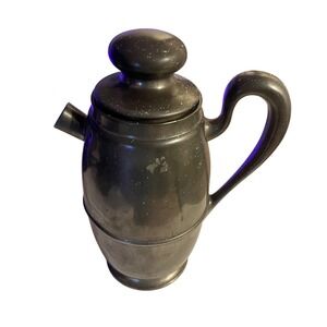 Vintage Pewter Coffee Pot or Teapot with Speckled Enamel Finish by Rice